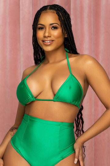 Parte superior de bikini triangular verde Kelly